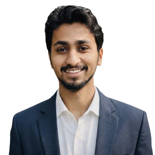 Engineer Adil Amin wearing a navy suit and white shirt