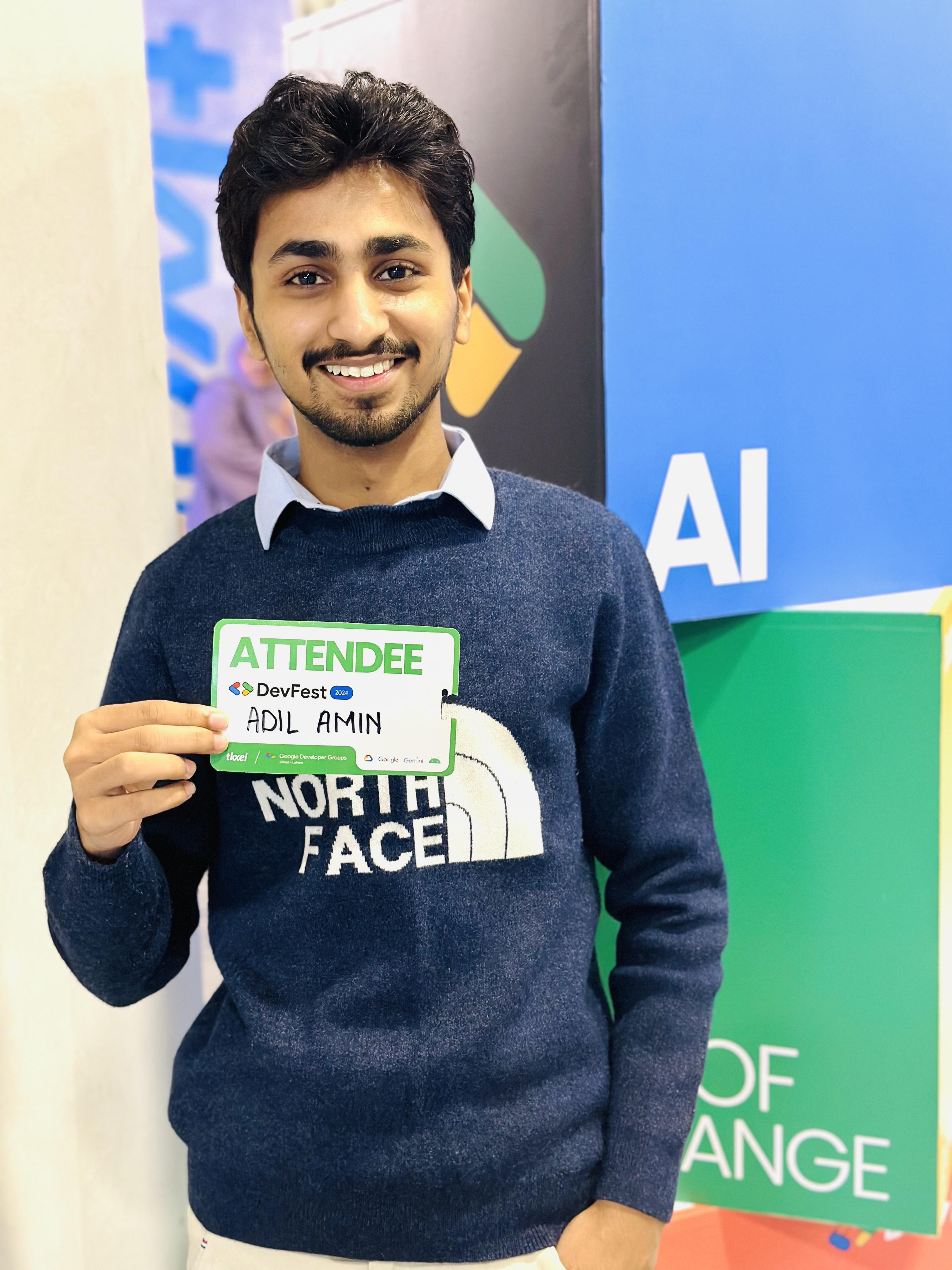 Engineer Adil Amin at DevFest Google event hosted by Tkxel in Pakistan